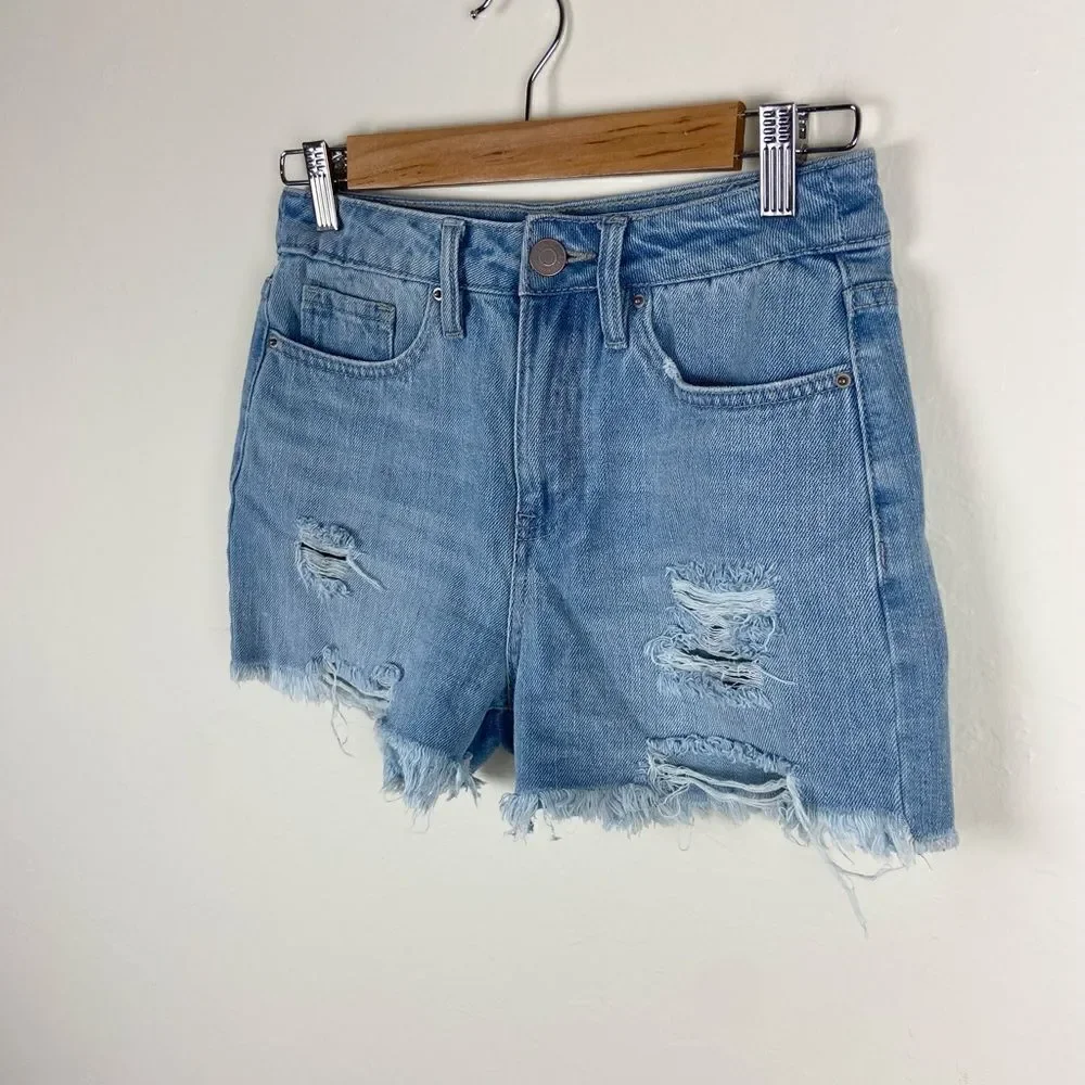 YMI Dream High-Rise Distressed Jean Shorts